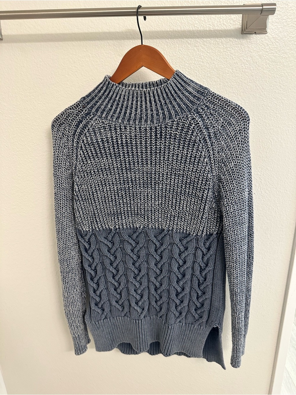 Tiger Lily Navy and White Marled Cable Knit Sweater